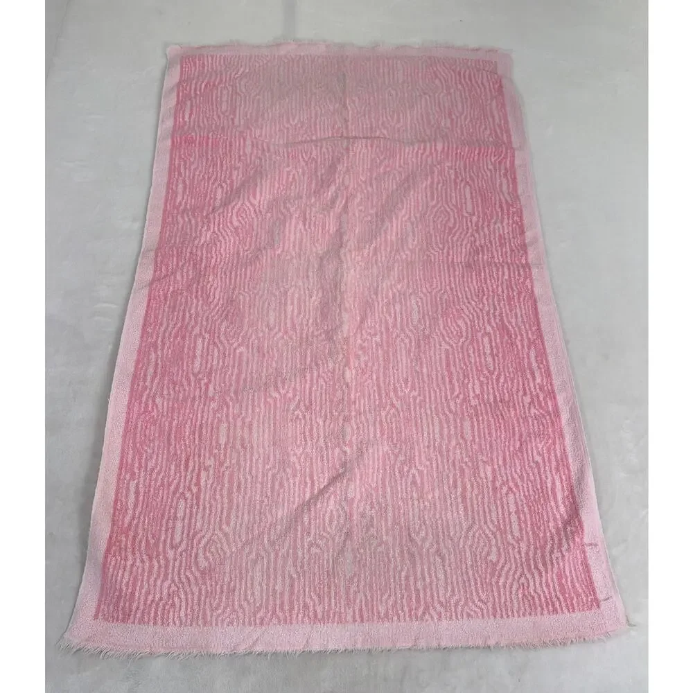 2 Vintage Fieldcrest Pink Towels, 1 Washcloth Zebra Tiger Wood Grain Pattern